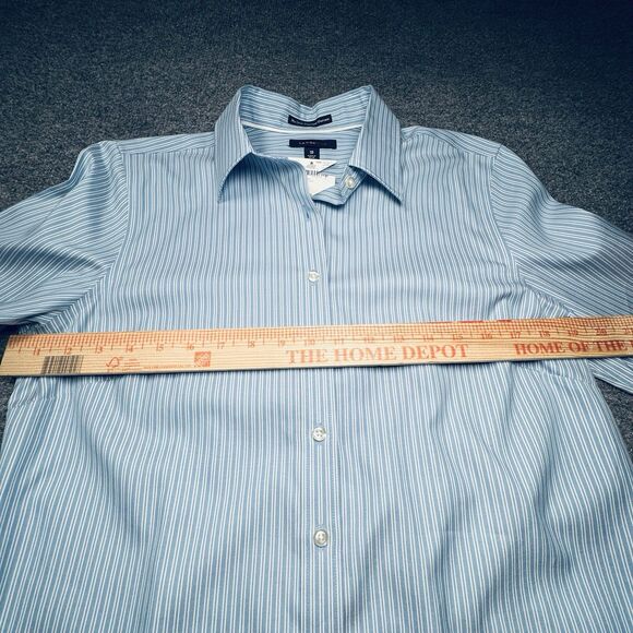 New Lands' End No Iron Pinpoint Oxford Striped Paradise Blue Women's Size 10 - Picture 7 of 8